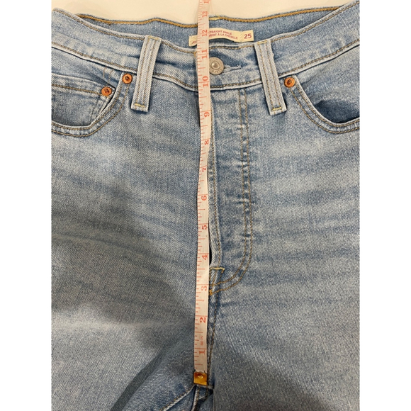 Levis Ribcage Straight Ankle Button Fly Distressed Cowgirl Grunge Womens Size 25 - Picture 13 of 15